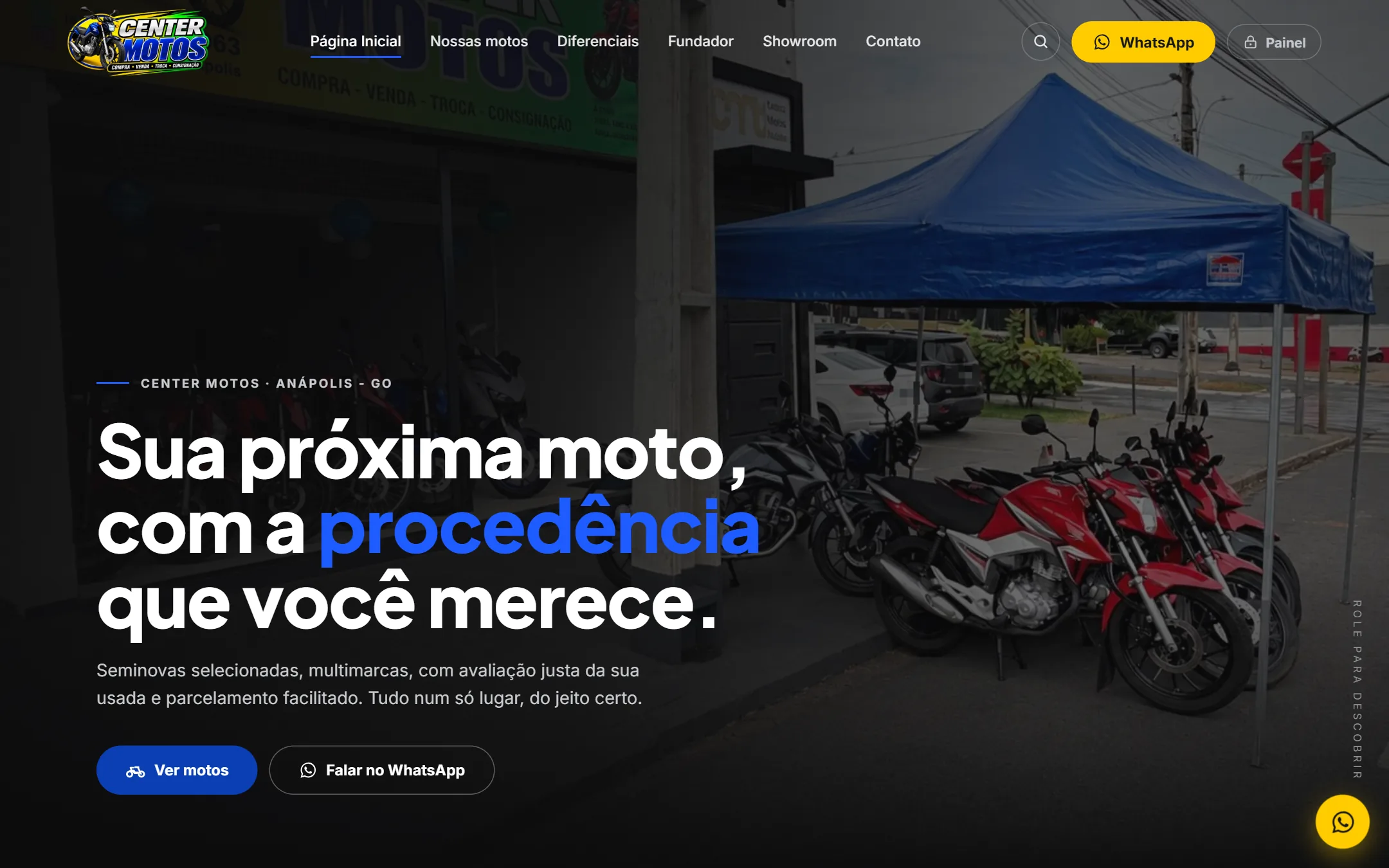 Site da Center Motos